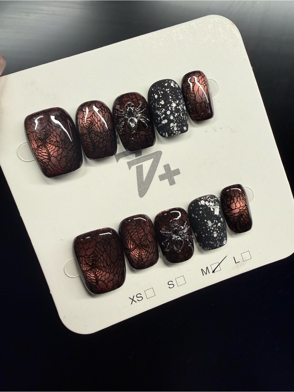 Halloween Spide Press-On Nail Set — Medium Copper & Black
